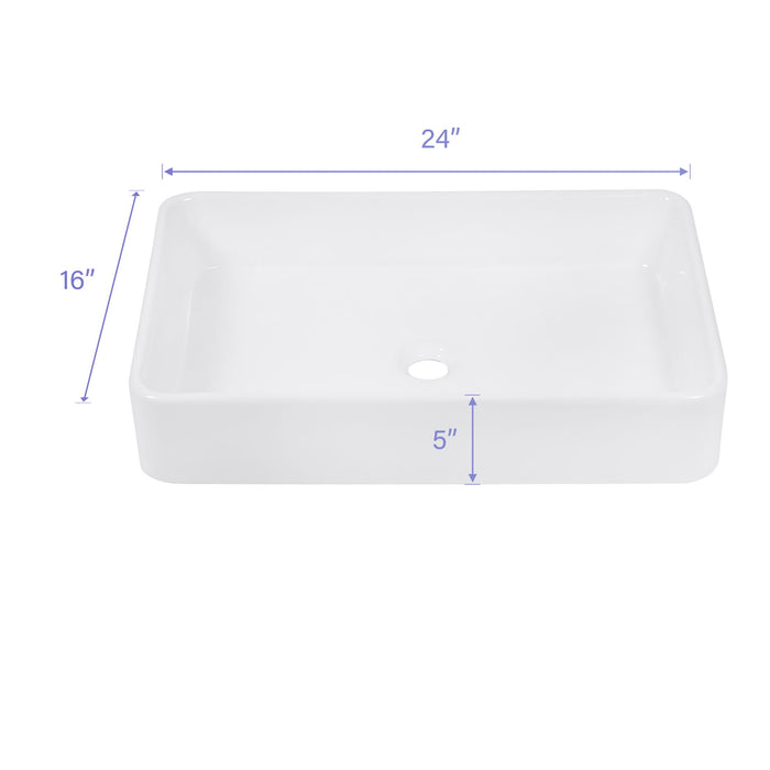Modern European Design Ceramic Rectangular Vessel Bathroom Sink