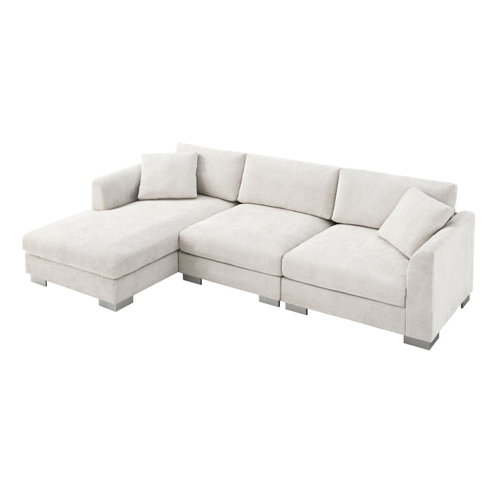 Modern Cloud Sectional Sofa L Shaped Luxury Couch Set With 2 Free Pillows 4 Seat With Oversized Chaise