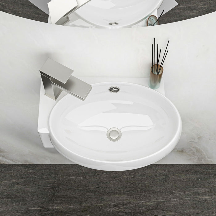Modern Aesthetic Rectangle Wall Mount Bathroom Sink With Single Faucet Hole