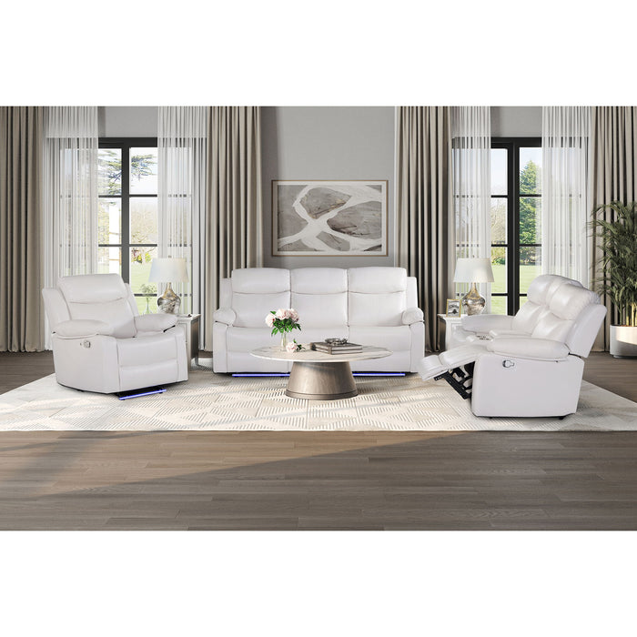 Blanche - Glider Recliner With LED Light In, Medium Firm Seating, Pillow Top Arms - White