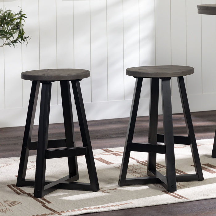 Rustic Distressed Round Dining Stool