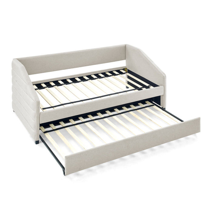Elegant Daybed With Trundle Upholstered Tufted Sofa Bed