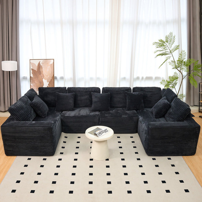 Modular U Shaped Sectional Sofa With Reversible Design