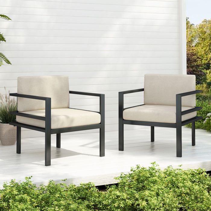 Modern Outdoor Lounge Chair With Aluminum Frame And Weather Resistant Cushions