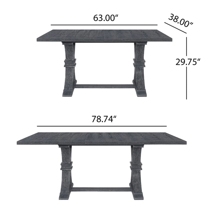 Devingo - Extendable Dining Table Rustic Style - Gray