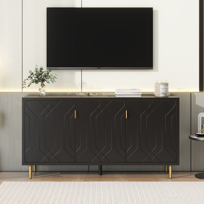 Modern TV Stand With 3 Doors And Adjustable Shelves