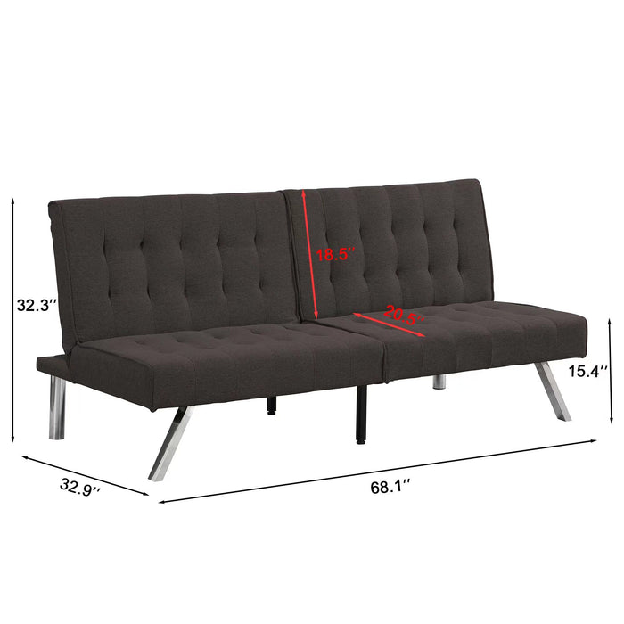 Modern Sofa Bed With Wood Frame And Stainless Legs