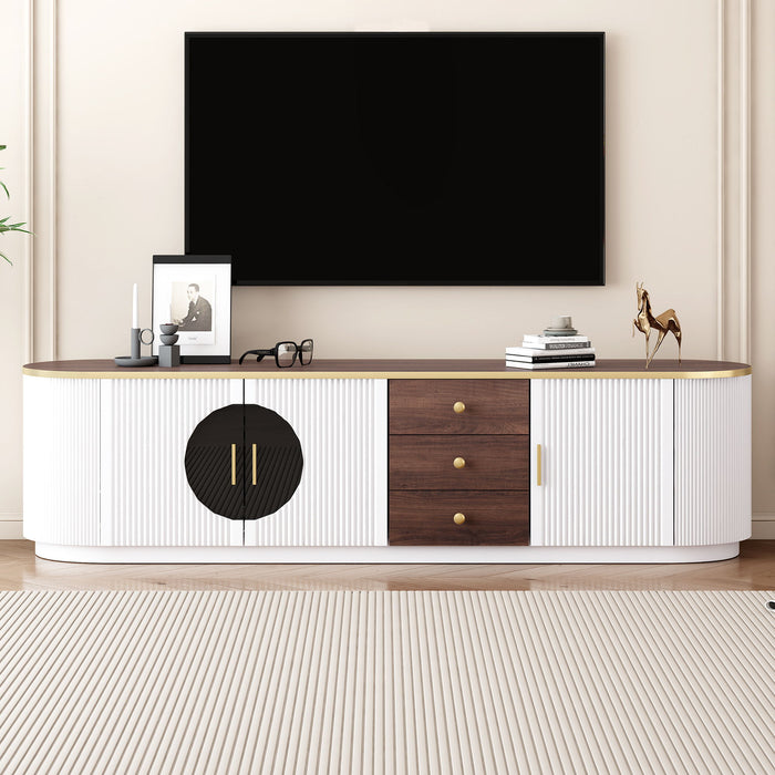 Modern Minimalist TV Stand For TVs Up To 80" With 3 Drawers And 1 Shelf