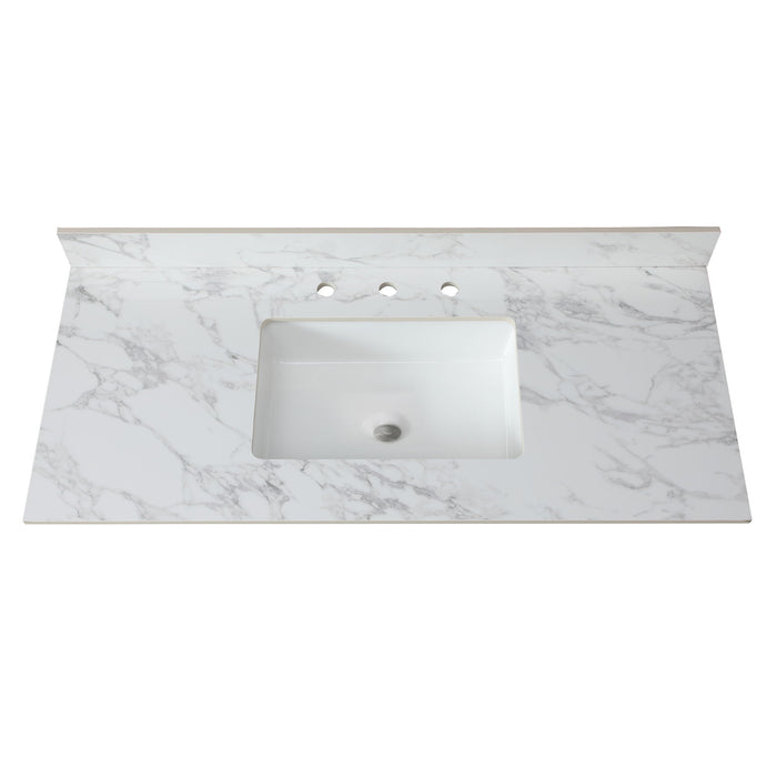 Elegant Sintered Stone Bathroom Vanity Top With Rectangular Undermount Ceramic Sink
