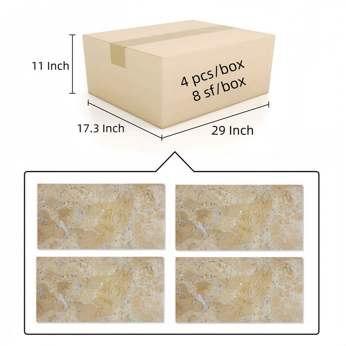 Marble Tile For Floor And Wall Honed 12 X 24" Stone (Set of 4) - Beige / Gold