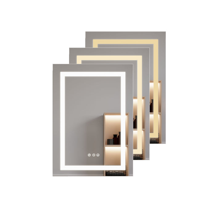 Bathroom Medicine Cabinet With LED Mirror, Anti-Fog, Waterproof, 3000K~6000K Single Door Lighted Bathroom Cabinet With Touch Swich