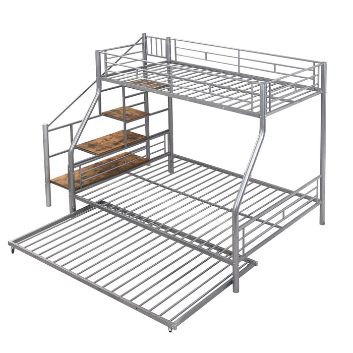 Metal Bunk Bed With Trundle And Storage Staircase