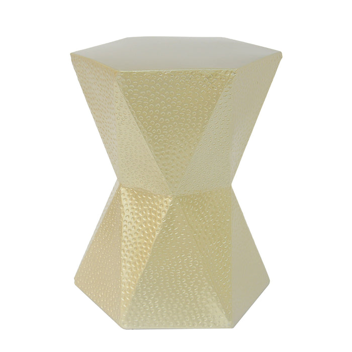 Modern Hexagon Side Table With Knockout Pit Texture - Gold