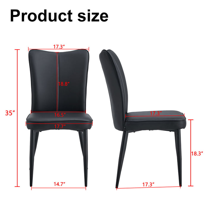 Modern Chair Set 4 Pieces With Vertical Backrest Design For Kitchen And Living Rooms - Black