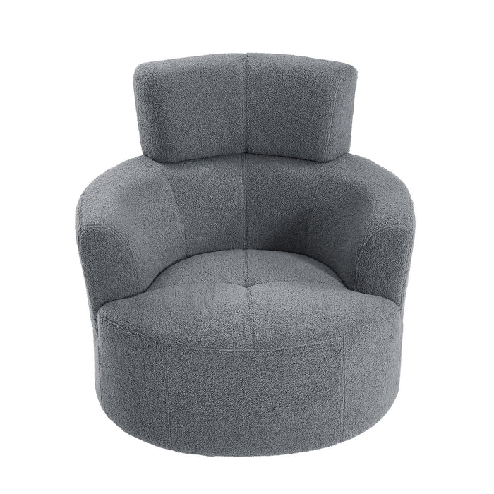 360° Swivel Chair Upholstered Accent Barrel Chair With Adjustable Headrest