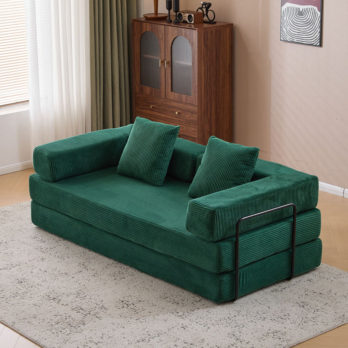 Floor Couch, Convertible Floor Sofa Bed With Pillow Back Support Armrest