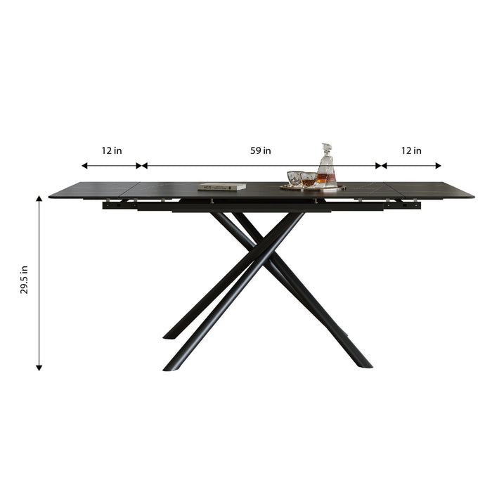 Retractable Sintered Stone Dining Table Set With Chairs