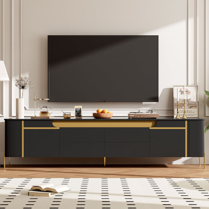 TV Stand For TVs Up To 80" With 4 Drawers And 2 Spacious Cabinets