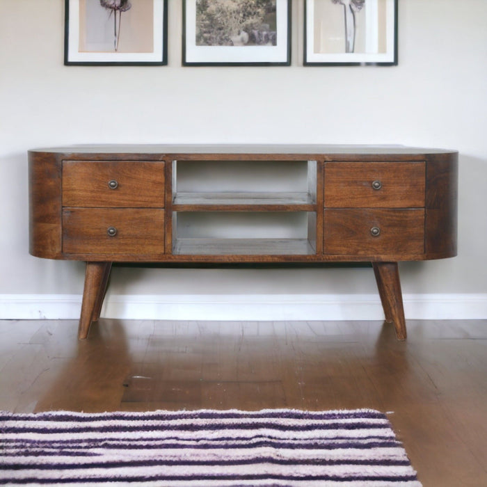 Solid Wood Rounded Entertainment Unit