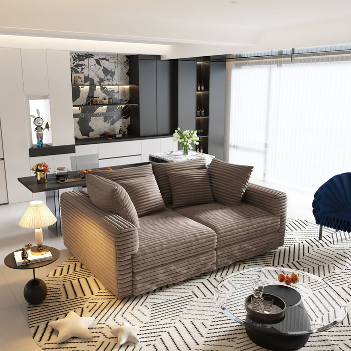 Plush Corduroy 4 Seat Sofa, Modern Comfy Upholstered Sofa Cloud Couch, Deep Seat Couches With Soft Pillows