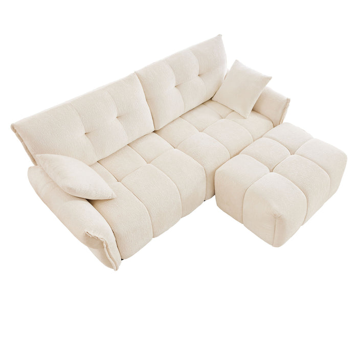 Sofa Set With Ottoman And Pillows, Textured, High Resilience Cushions