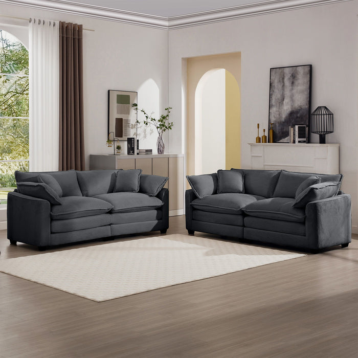 Elegant Corduroy Oversized Sectional Sofa Set With Deep Seats And Flexible Layout