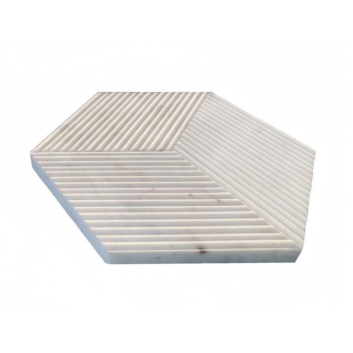 Hexagon Natural Stone Marble Tile, 3D Fluted (Set of 12)