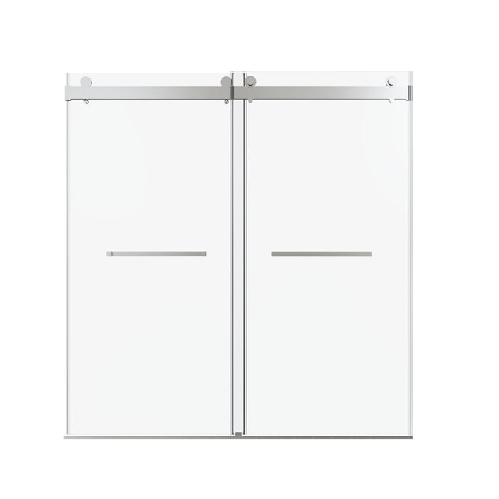 Frameless Double Sliding Soft Close Shower Door, Tempered Glass