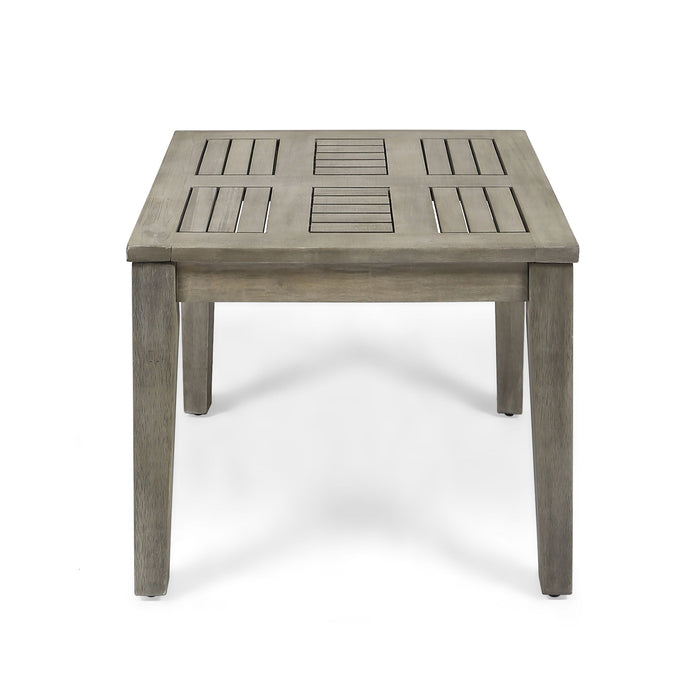 Dexterity - Outdoor Square Side Table With Wood Frame - Gray