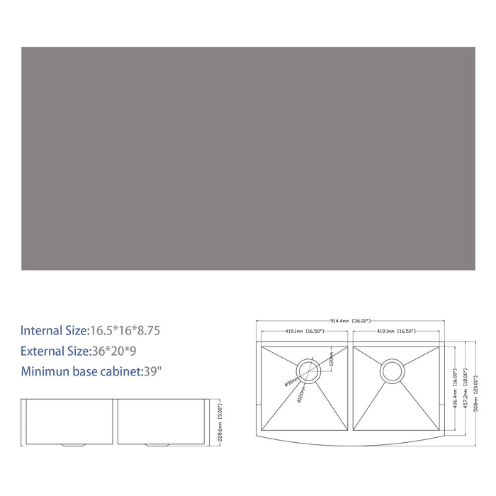Farmhouse Double Bowl Sink With 50/50 Layout