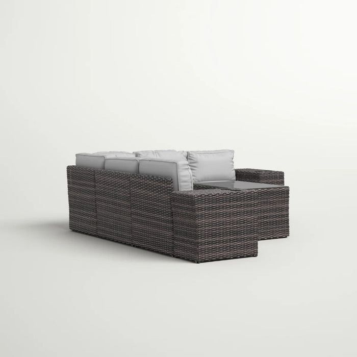 Modern Patio Rattan Sectional Set With Cushions