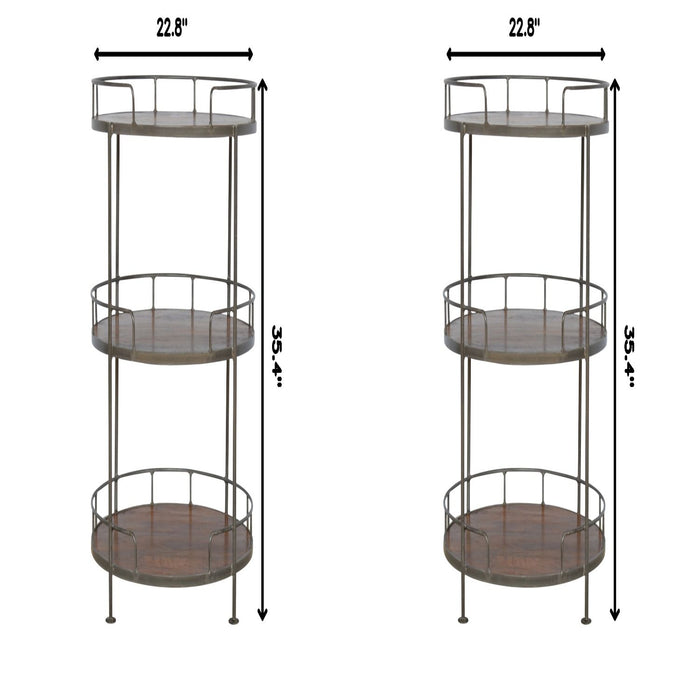 Industrial Round Butler Tray Table - Chestnut