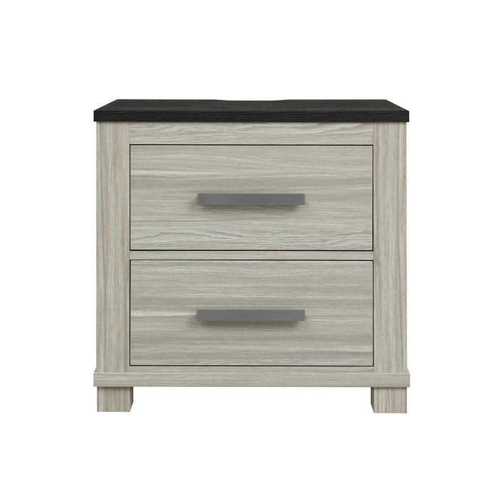Augusta - Nightstand With Top, 2 Drawers, Block Feet - Beige Brown