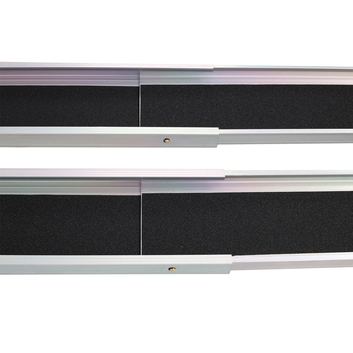 Premium Adjustable Telescoping Wheelchair Track Ramps Aluminium - Silver