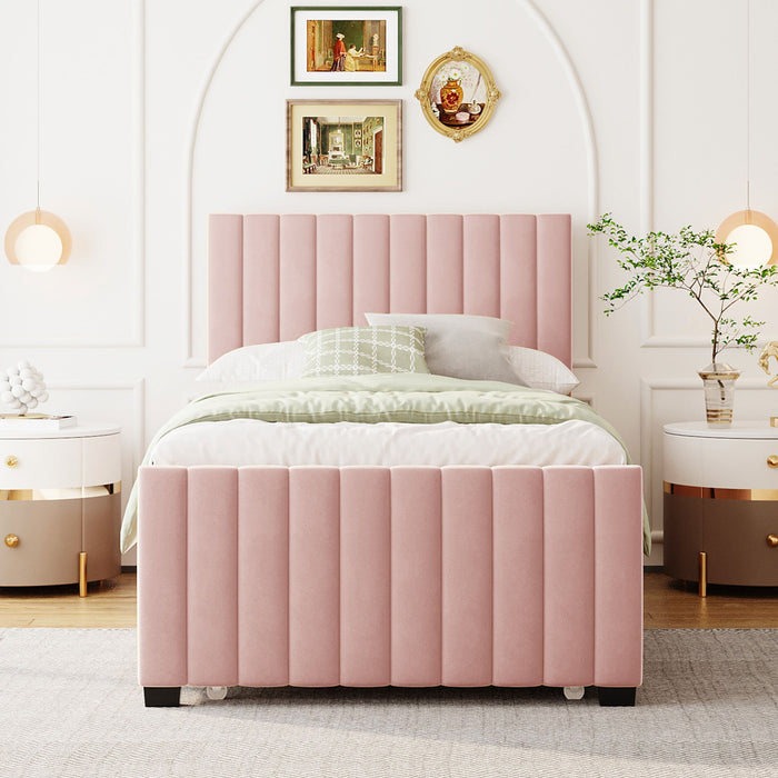 Upholstered Design Platform Bed With Trundle