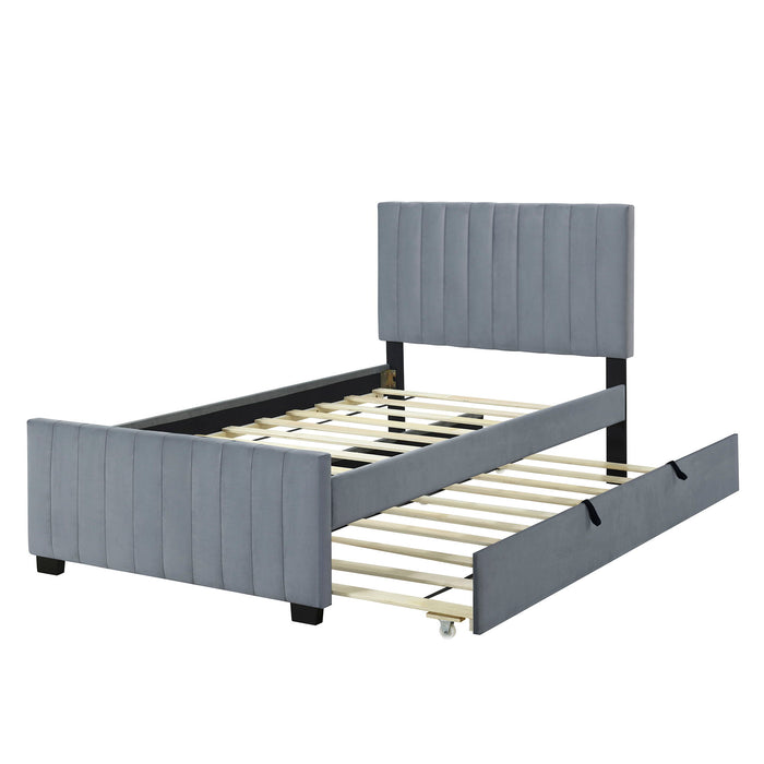 Upholstered Design Platform Bed With Trundle