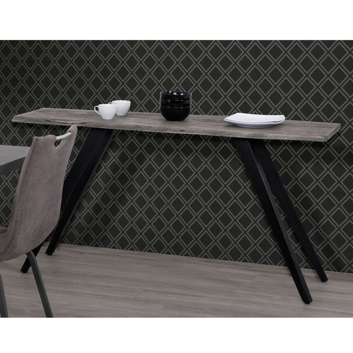 Acacia Wood And Metal Console Table, Live Edge, Angled Legs, Modern Living Room Furniture - Gray / Black