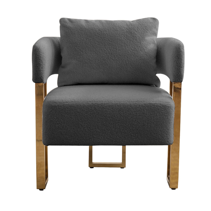 Modern Decorative Chair Teddy Fleece Upholstered And Metal Foot