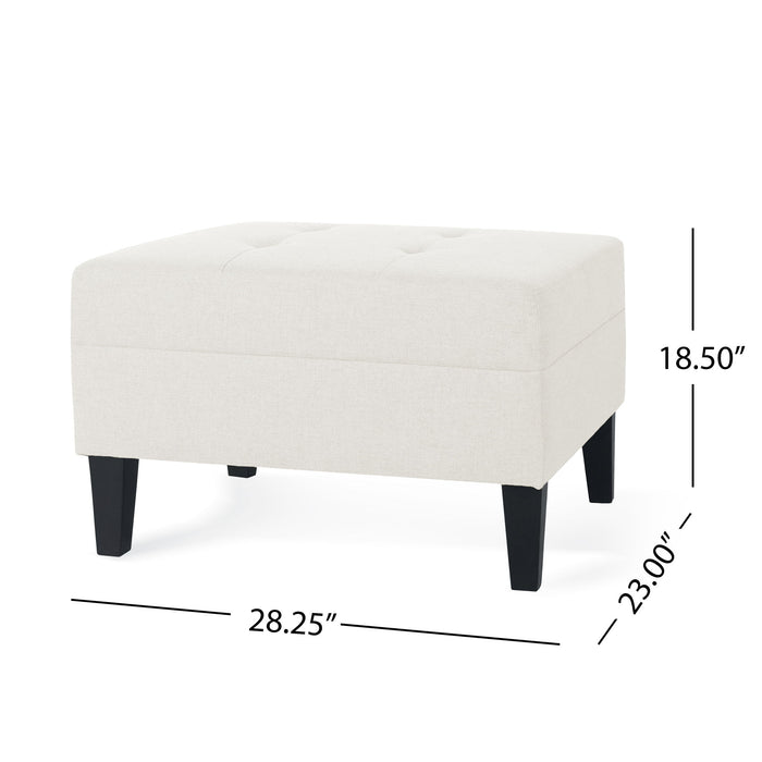Ottoman With Birch Wood Legs And Cushioned Top For Comfort