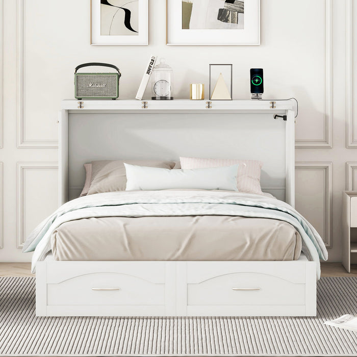 Murphy Wall Bed With Drawer And A Set Of Sockets & USB Ports, Pulley Structure Design