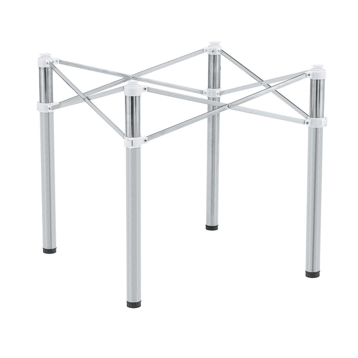Simple Silver Stainless Steel Folding Table Frame Multifunctional Space Saving Design.Separate Folding Table Legs That Can Be Paired With Various Sizes And Styles Of Tabletops - Silver