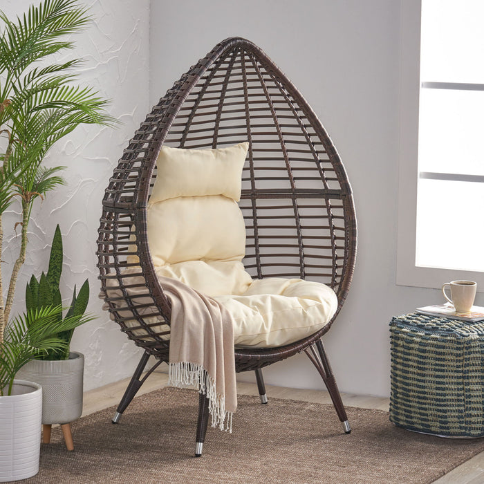 Cutter Teardrop Patio Chair With Water Resistant Cushion - Multi / Brown / Beige