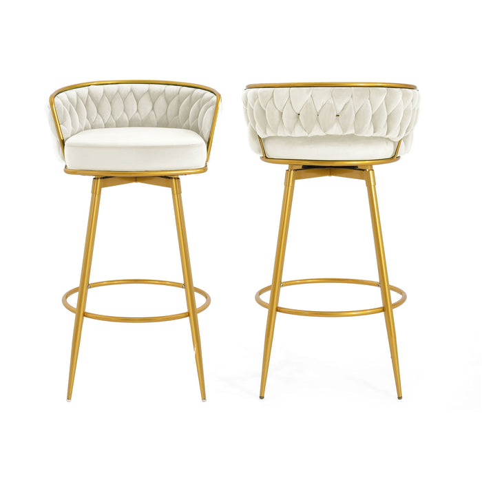 Modern Low Back Upholstered Counter Height Bar Stools (Set of 2)