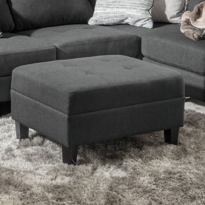 Classic Ottoman With Birch Wood Legs And Fabric Upholstery