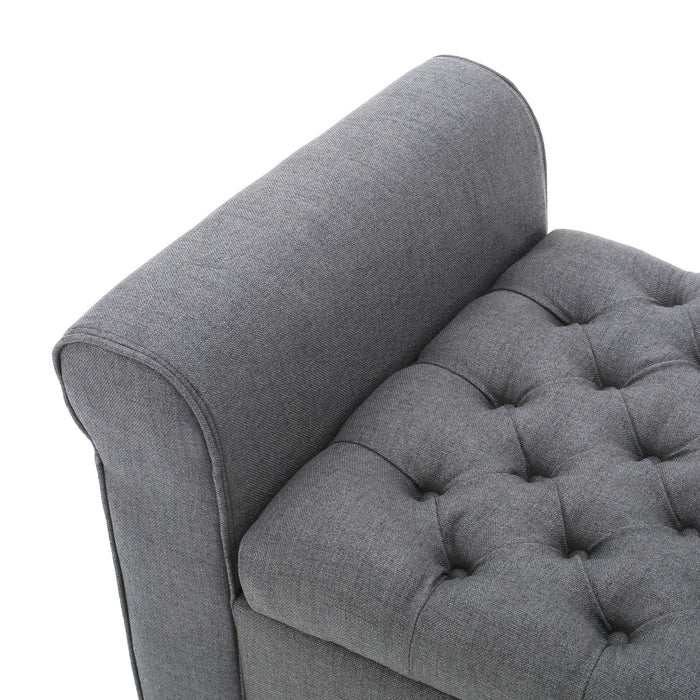 Hayes - Contemporary Armed Storage Bench With Rolled Arms And Button Tufting