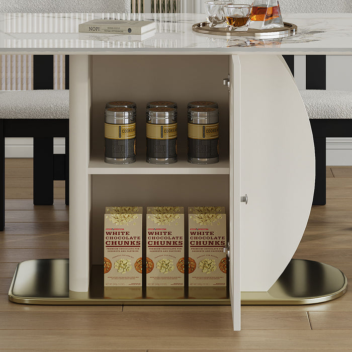 Modern Dining Table Set With Storage, Includes Chairs