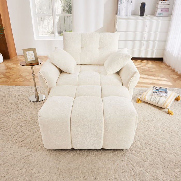 Ergonomic Single Seater Sofa With Ottoman, High Resilience Support Cushions