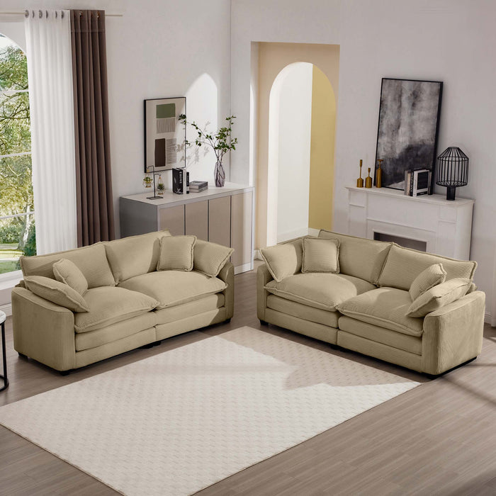Elegant Corduroy Oversized Sectional Sofa Set With Deep Seats And Flexible Layout