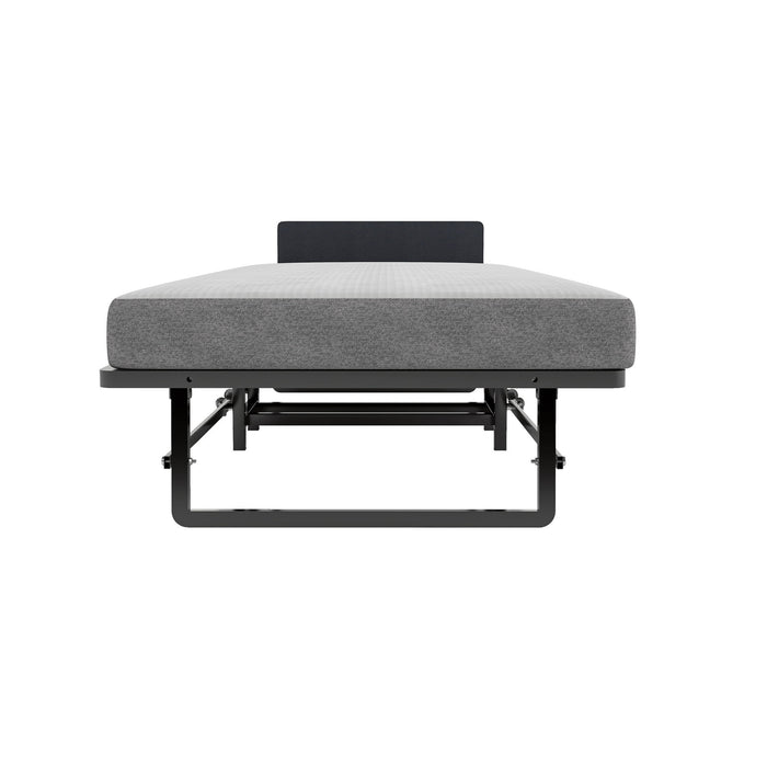 Modern Metal Folding Bed Frame With Foam Mattress, Easy Storage & Mobility - Black