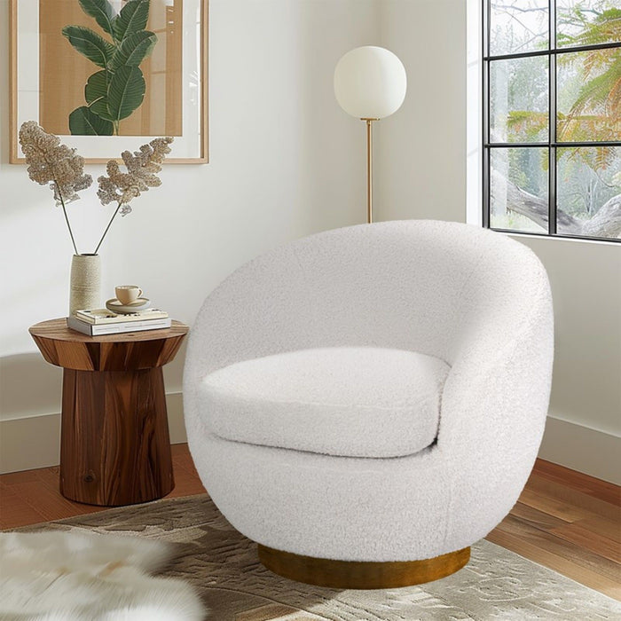 Shearling - Swivel Chair With Base Construction - Cream